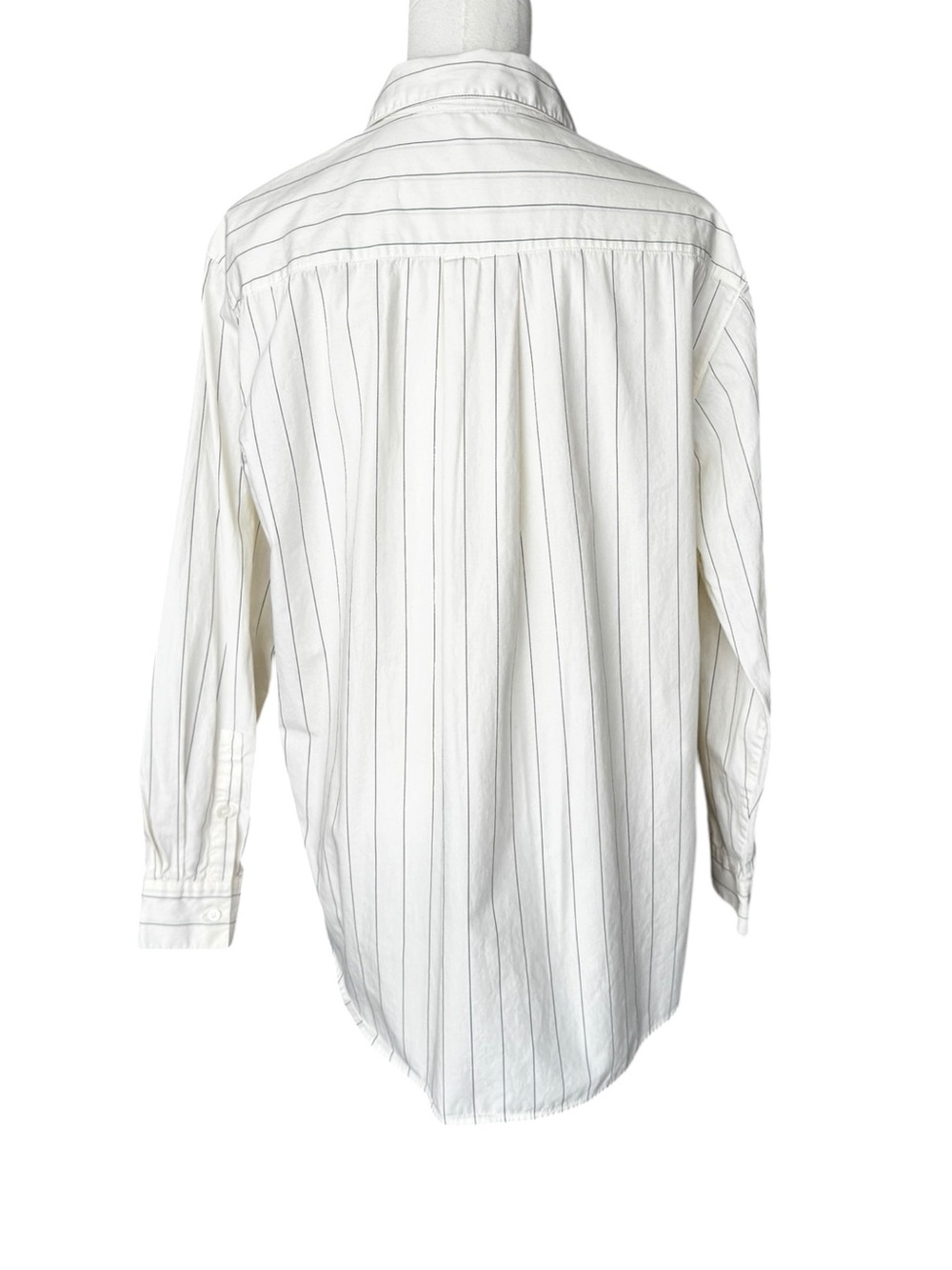 Sézane Max Shirt in Fine Dark Navy Stripes FR: 34 US: 2/XS - Picture 9 of 12